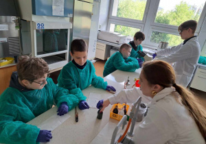 Uczniowie w laboratorium