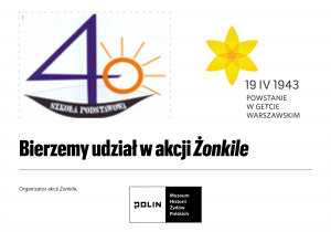 Plakat z logo SP40 promujący akcję ,, Żonkile"